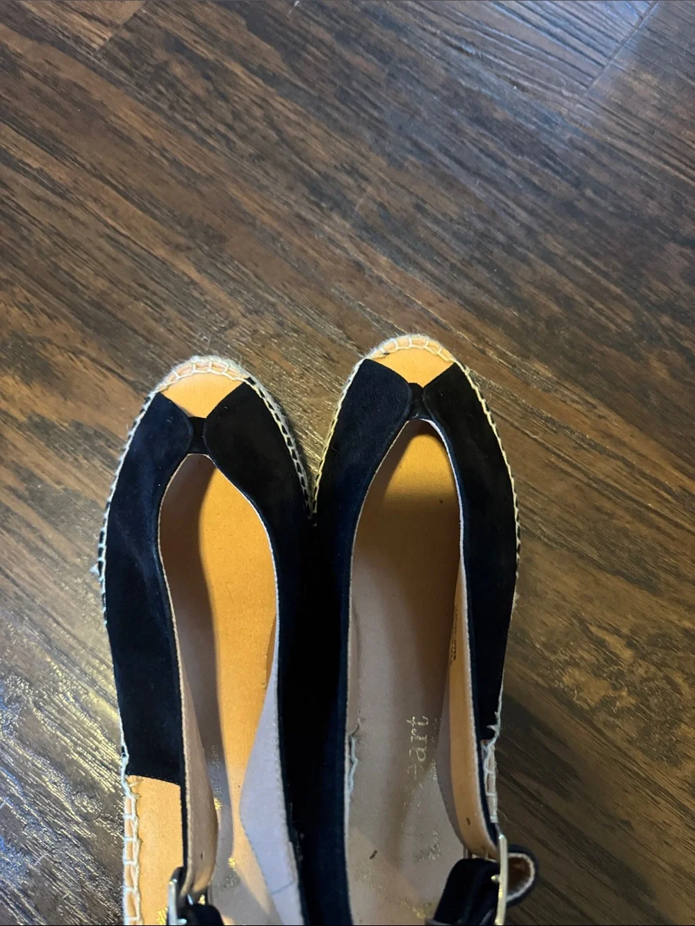 Paseart Black Suede Slingback Espadrille Sandals